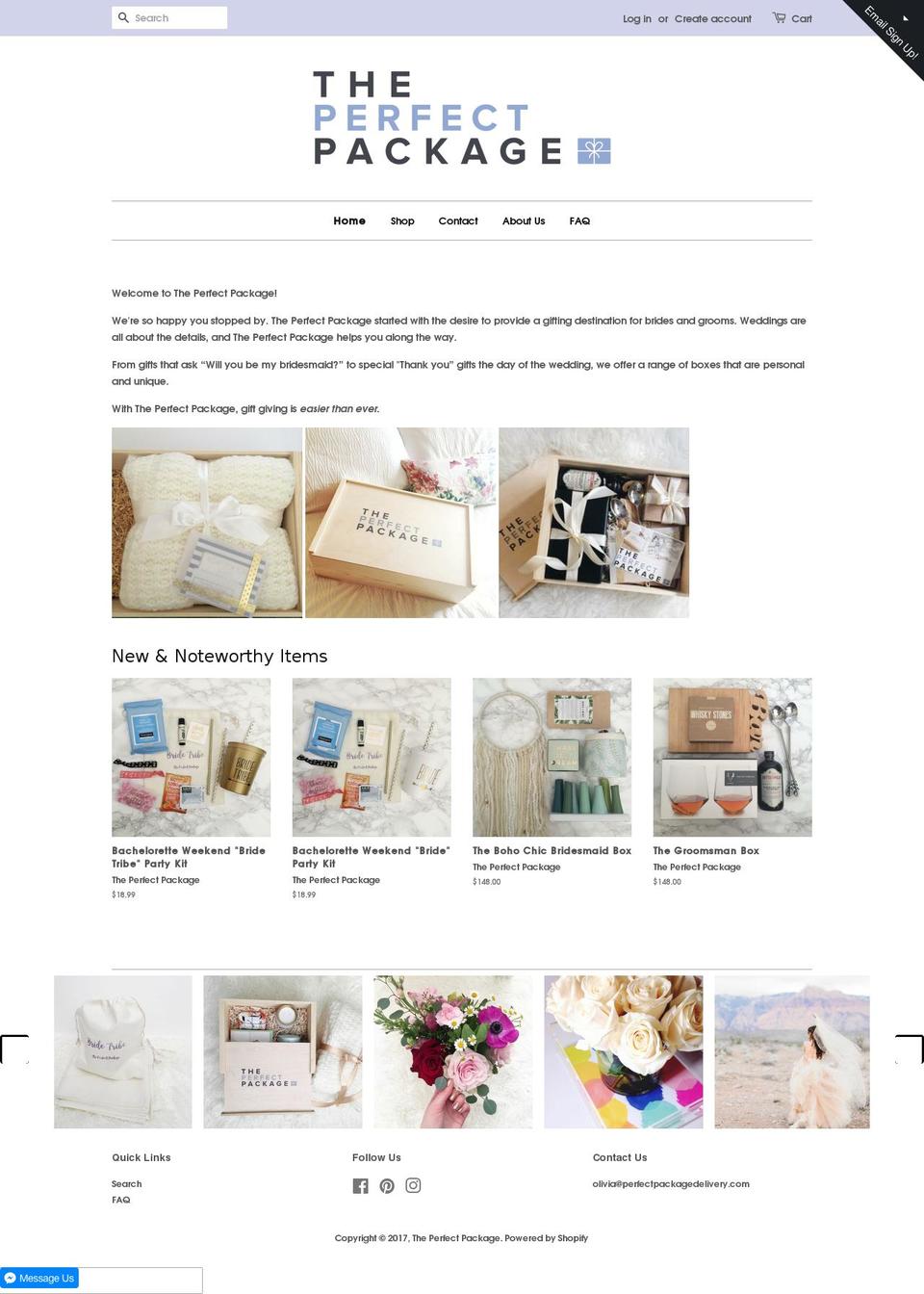 perfectpackagedelivery.com shopify website screenshot
