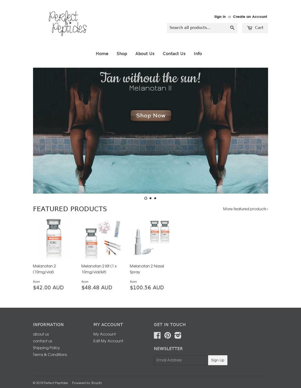 perfectpeptides.com — Shopify storefront screenshot