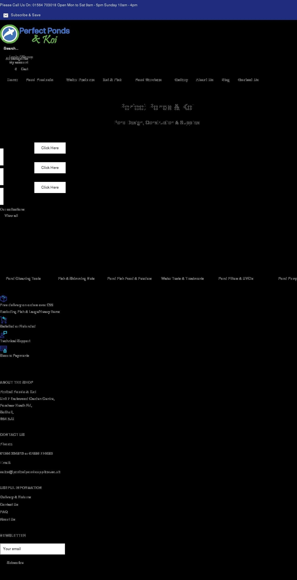 perfectpondsupplies.co.uk shopify website screenshot