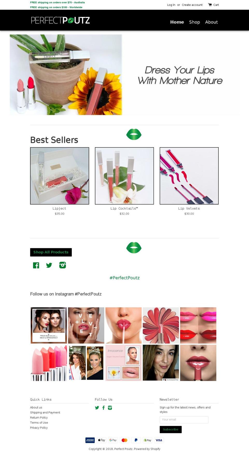perfectpoutz.com — Shopify storefront screenshot