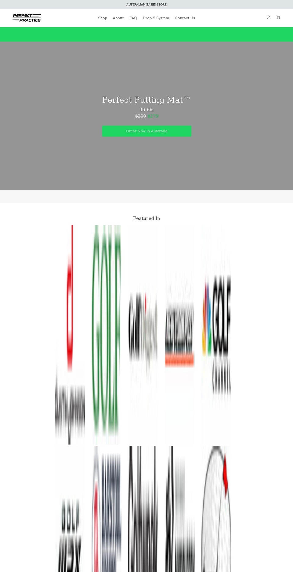 perfectpracticegolf.com.au shopify website screenshot
