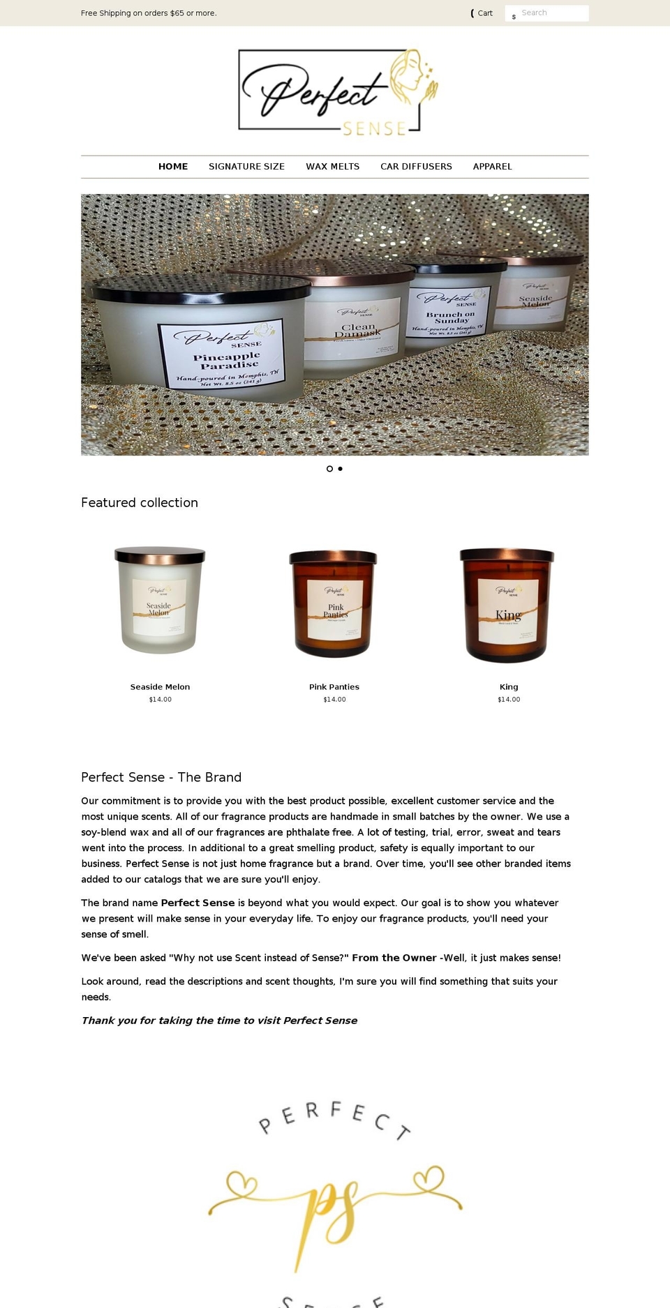 perfectsenseco.com shopify website screenshot