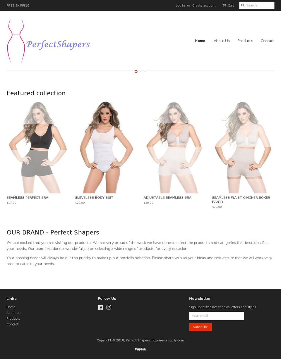 perfectshapers.com shopify website screenshot