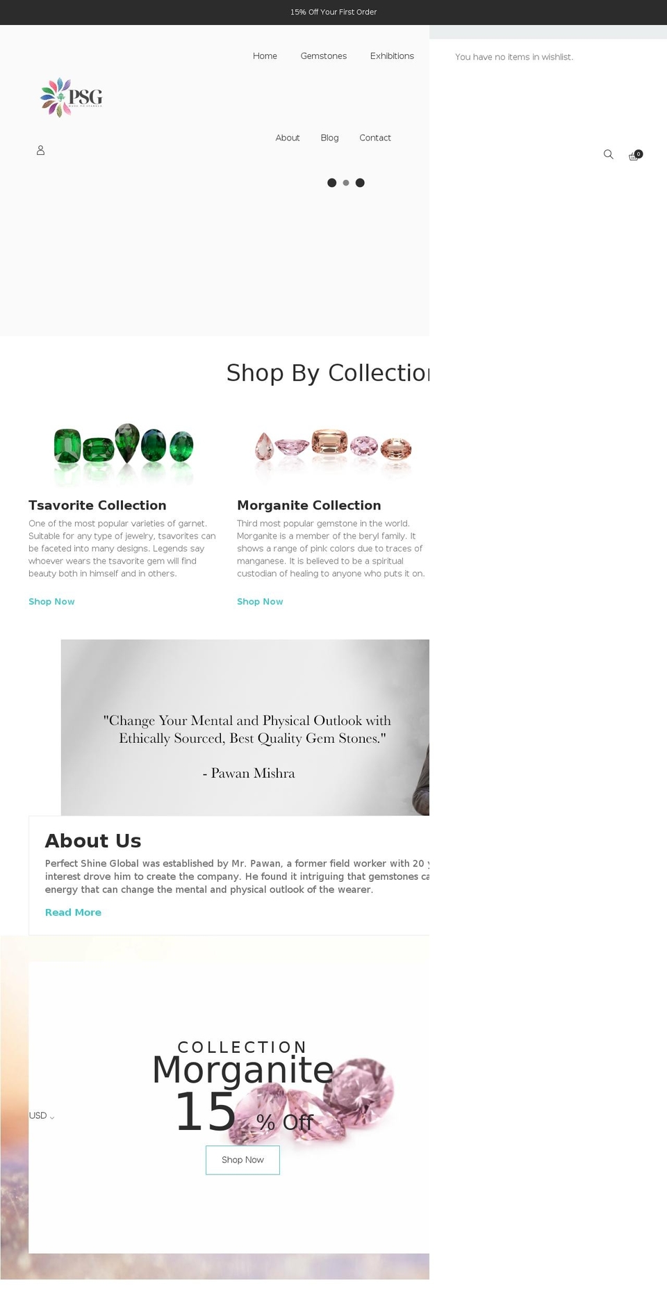 Lusion Shopify theme site example perfectshinegems.com