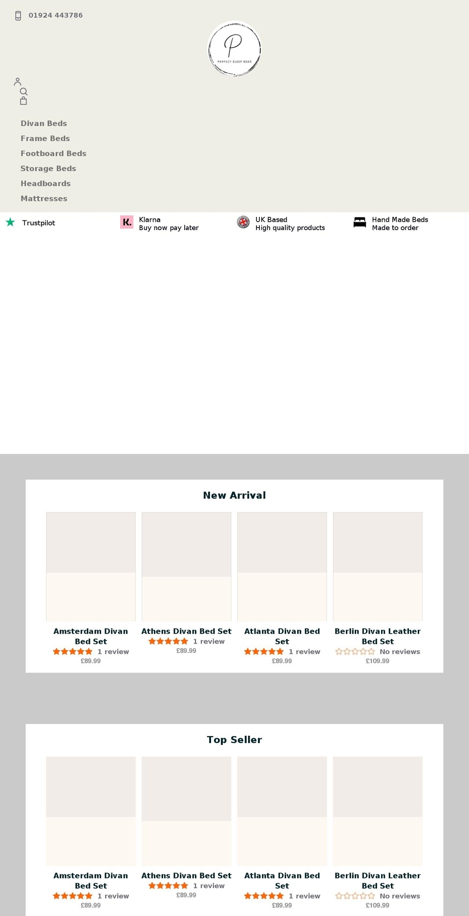 perfectsleepbeds.co.uk shopify website screenshot