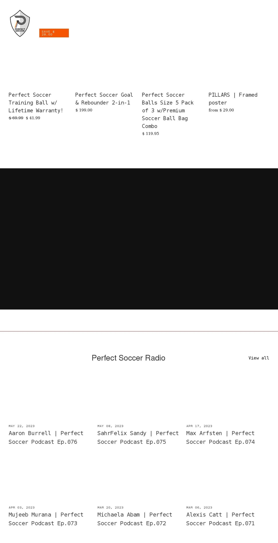 perfectsoccer.org shopify website screenshot