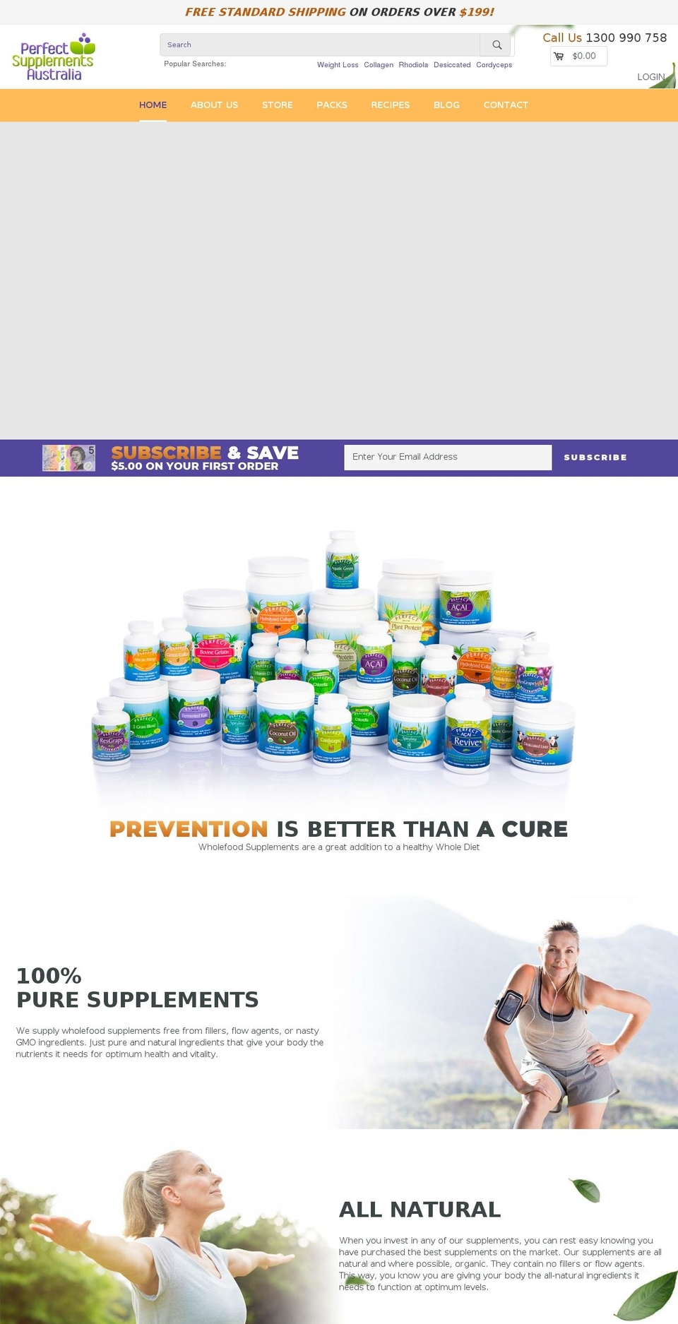 perfectsupplementsaustralia.com.au shopify website screenshot