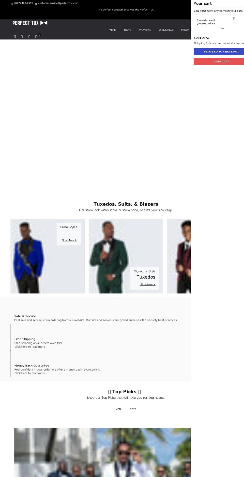 perfecttux.com shopify website screenshot