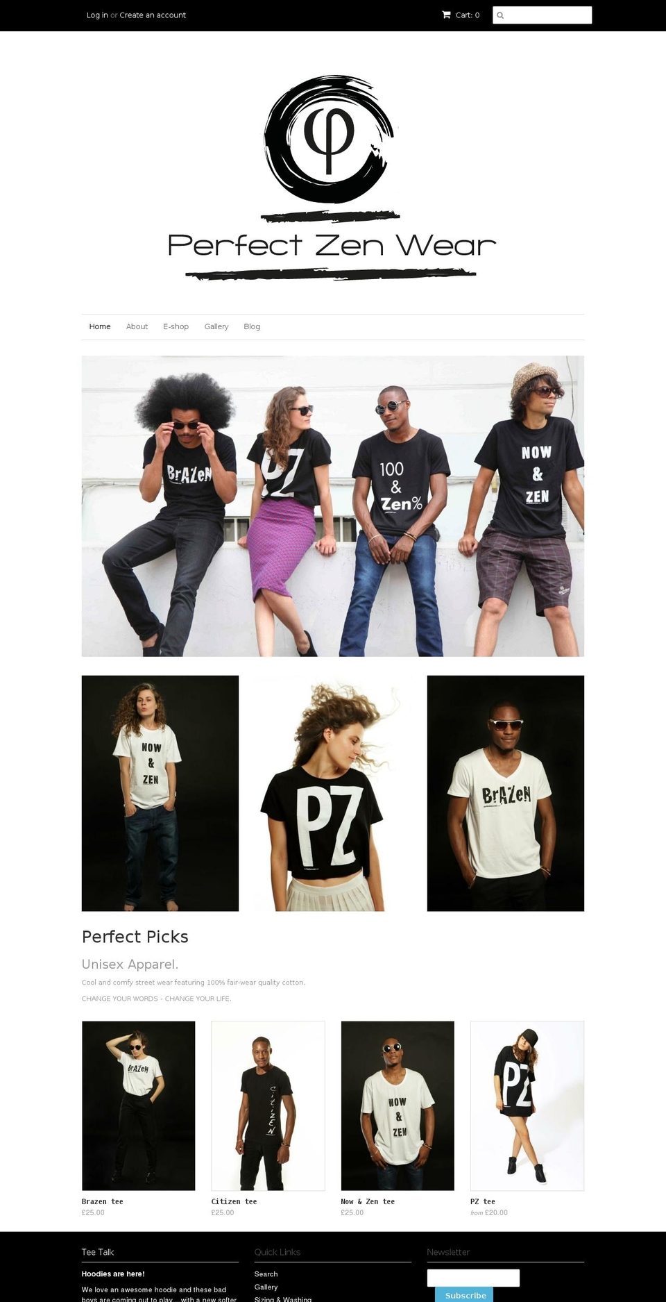 perfectzenwear.com — Shopify storefront screenshot