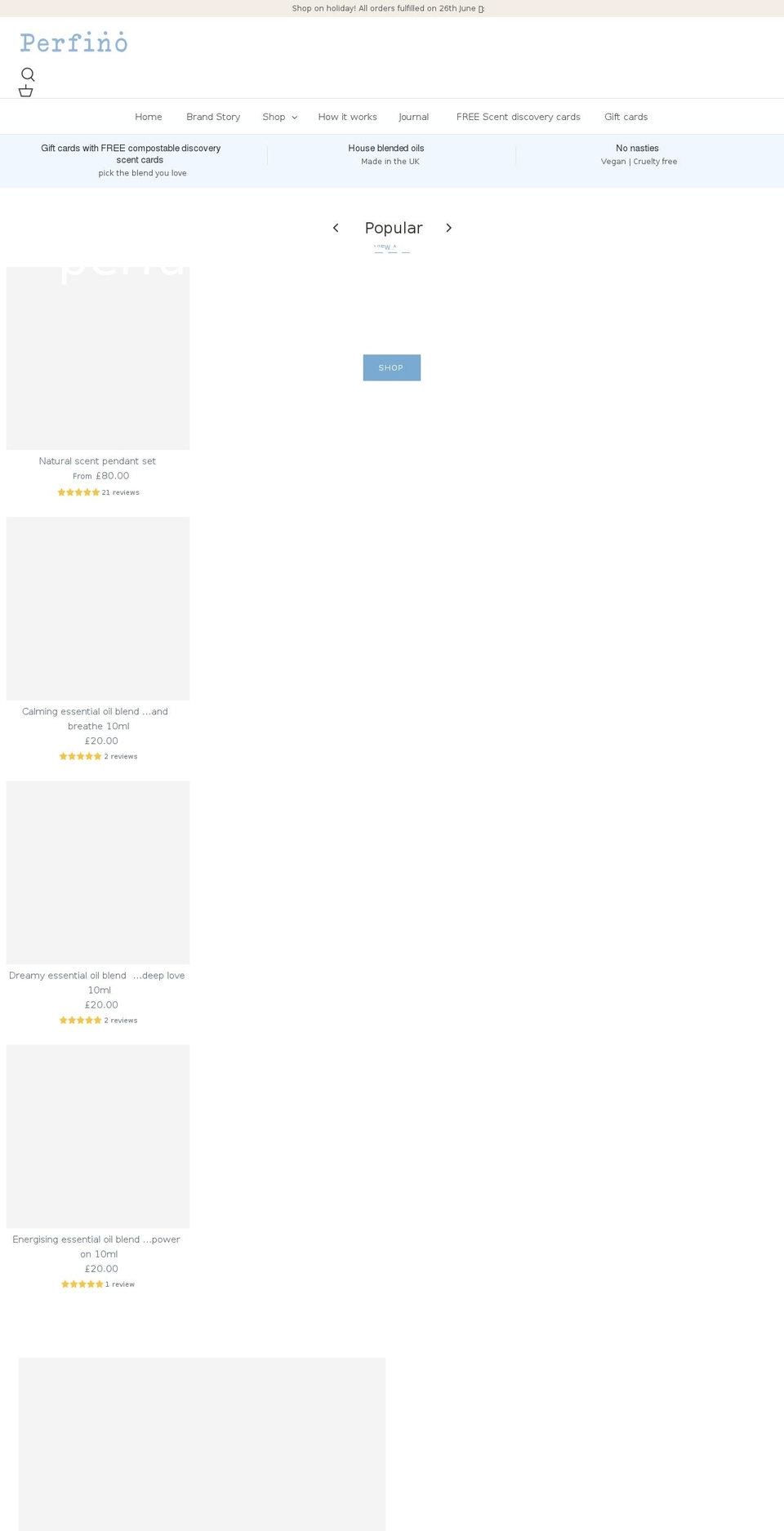 perfino.co.uk shopify website screenshot