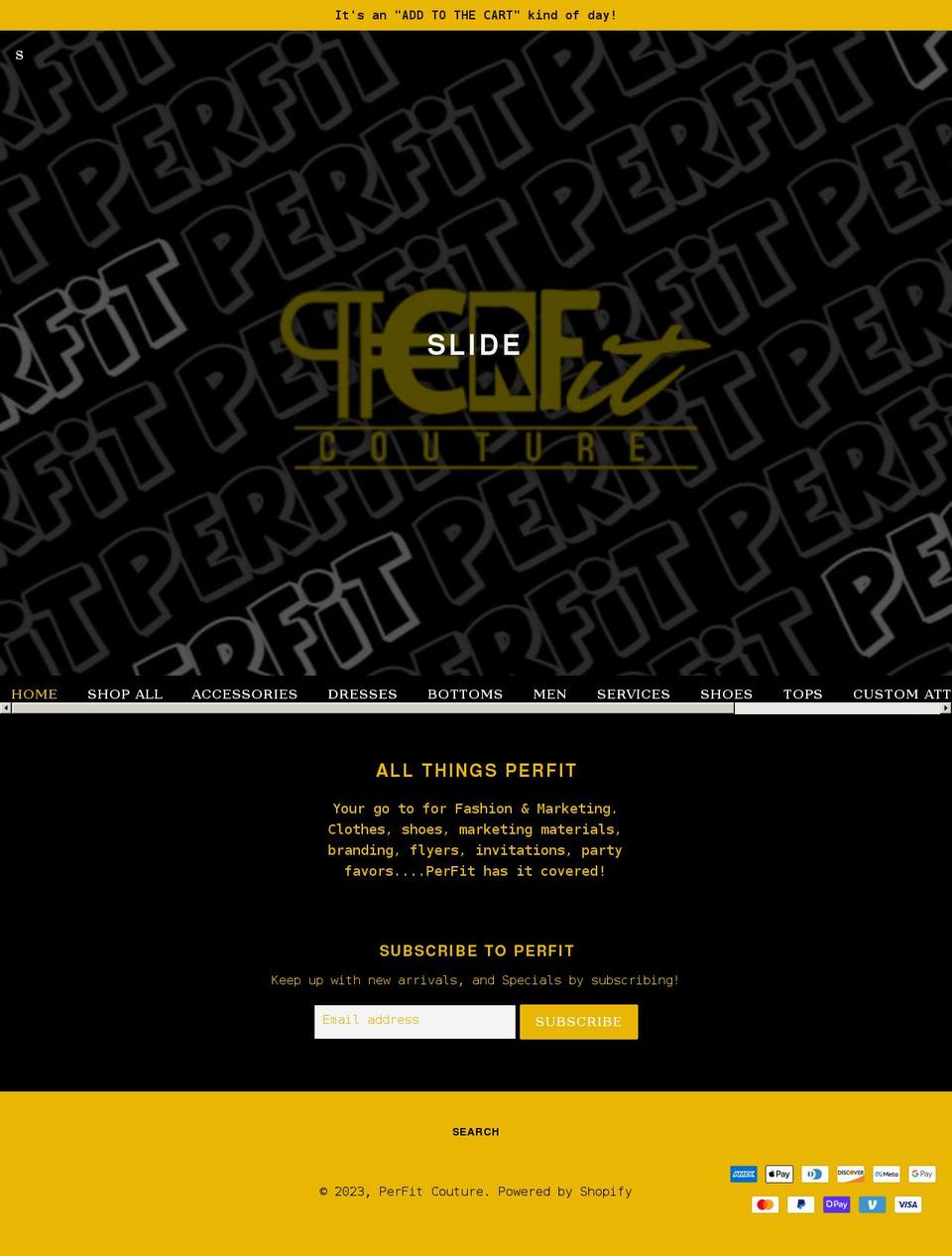 perfitcouture.com shopify website screenshot