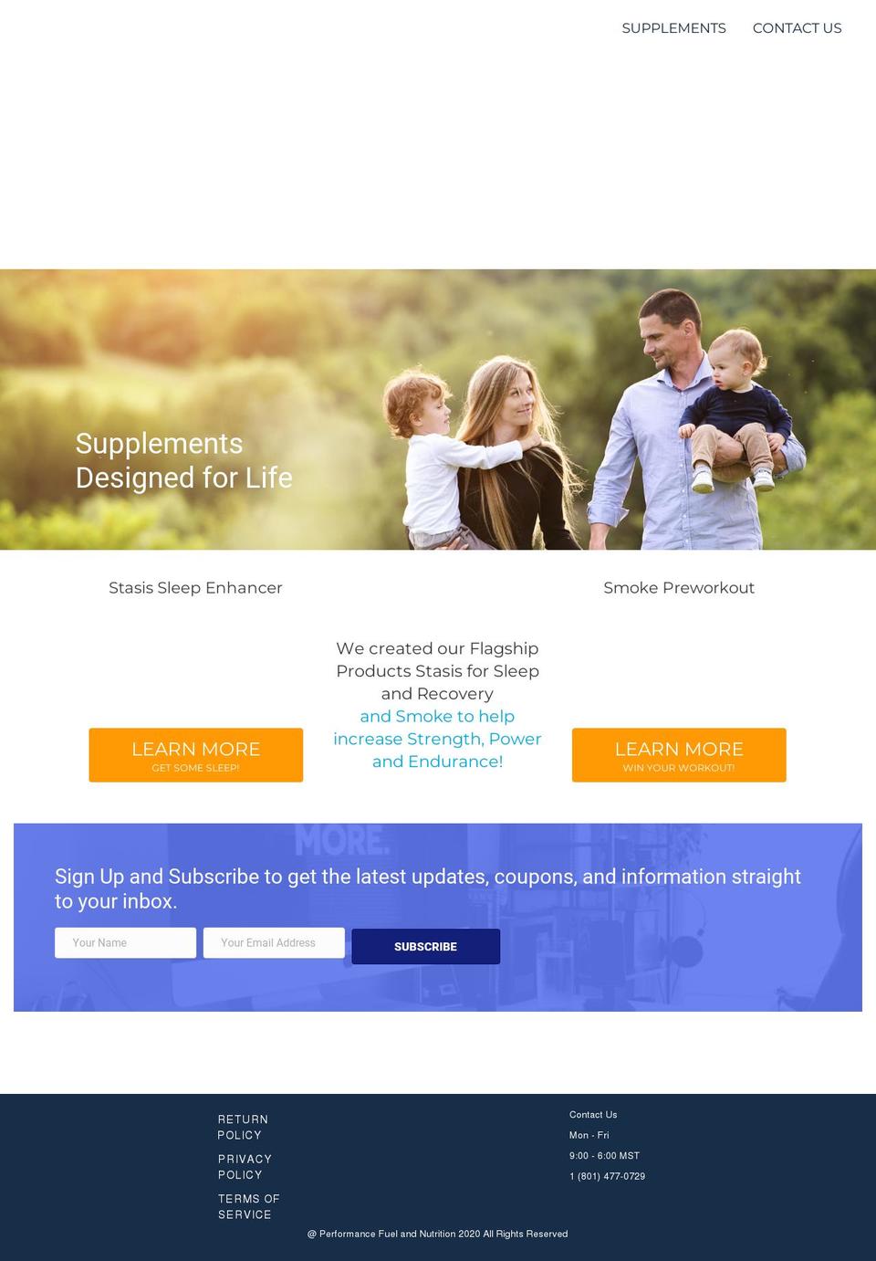 performancefuelandnutrition.com — Shopify storefront screenshot