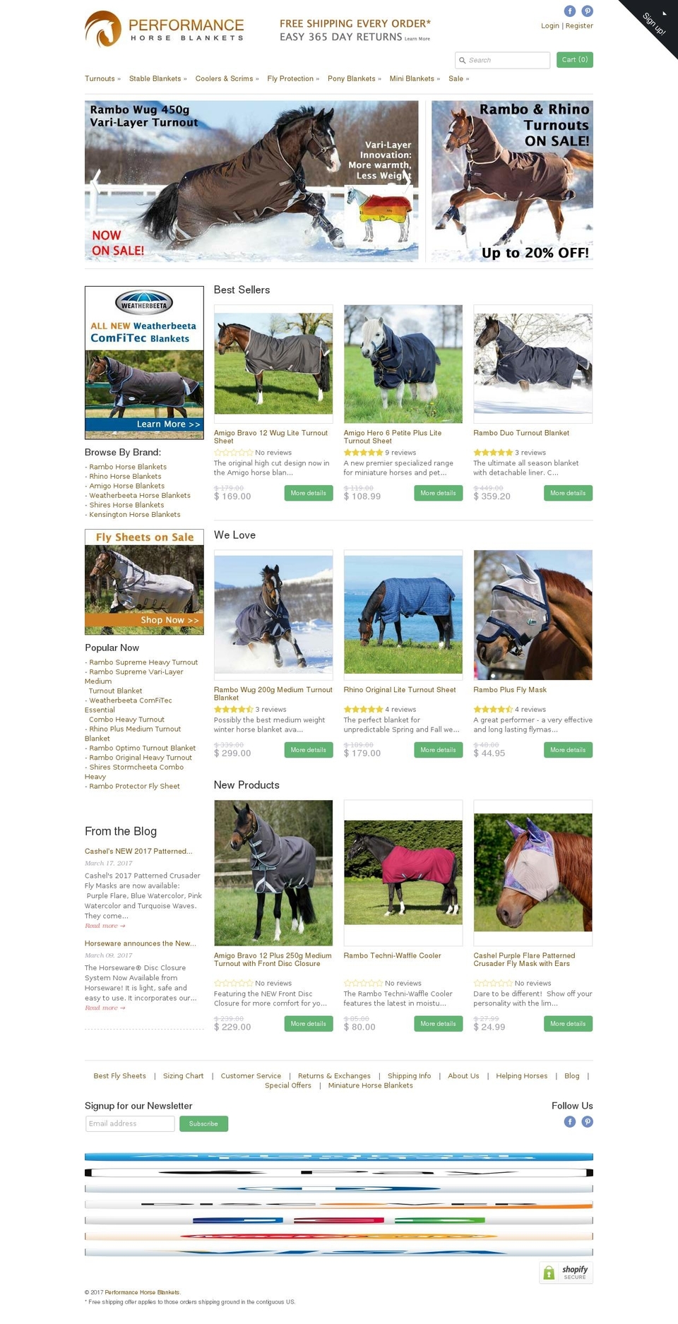 performancehorseblankets.com shopify website screenshot