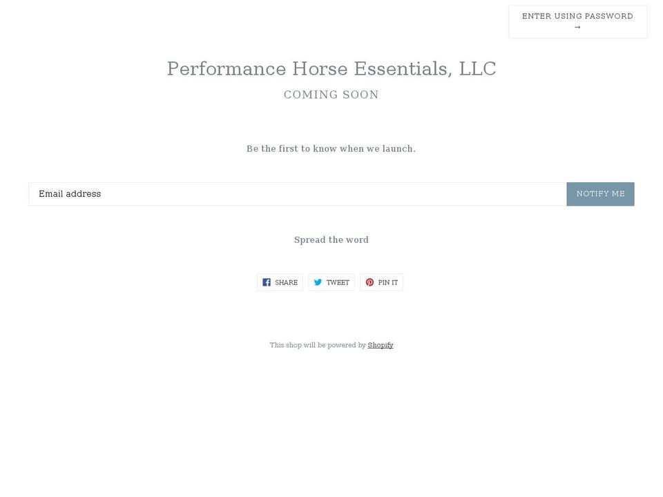 performancehorseessentials.com — Shopify storefront screenshot