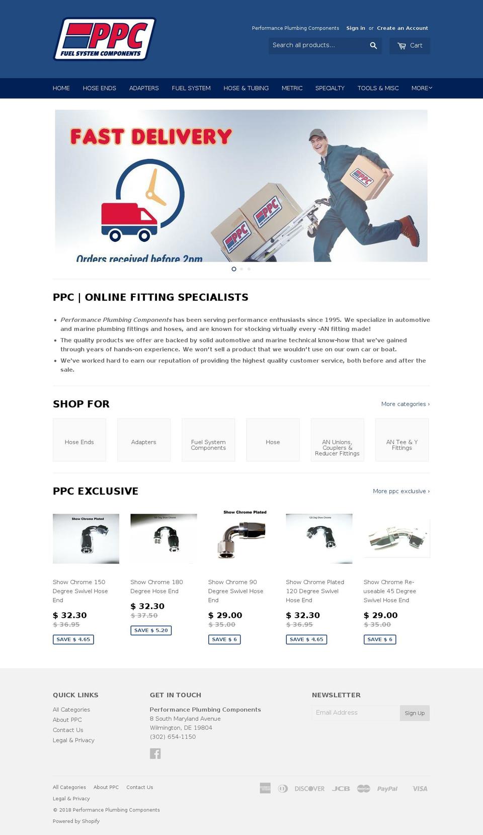 performanceplumbingcomponents.com — Shopify storefront screenshot