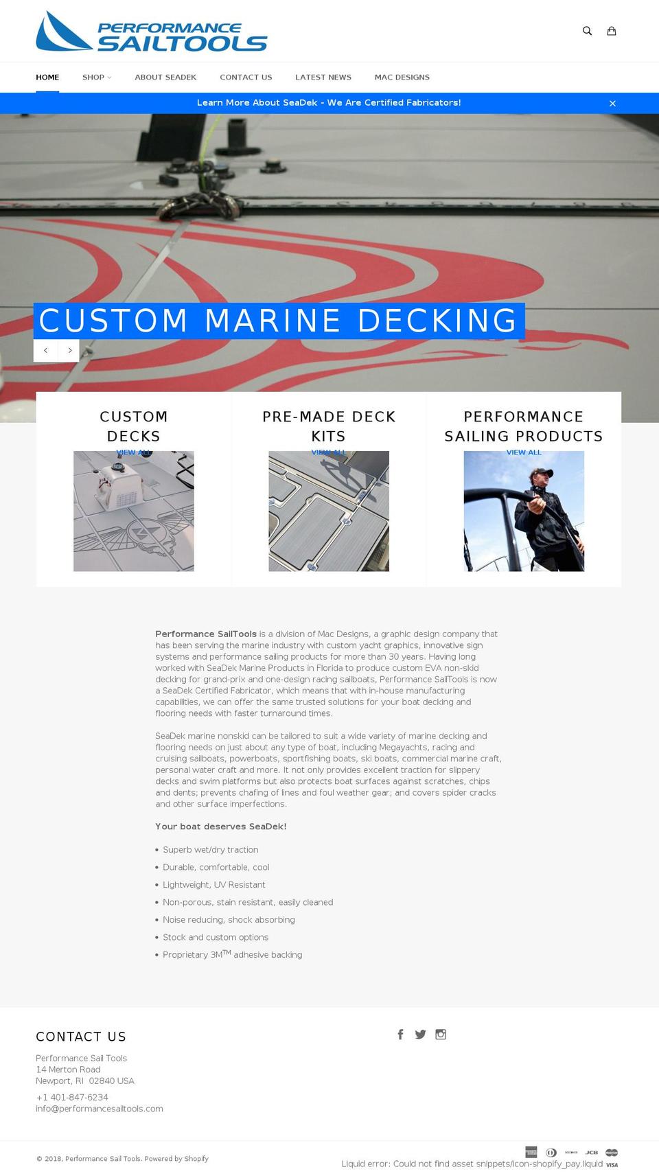 performancesailtools.com shopify website screenshot