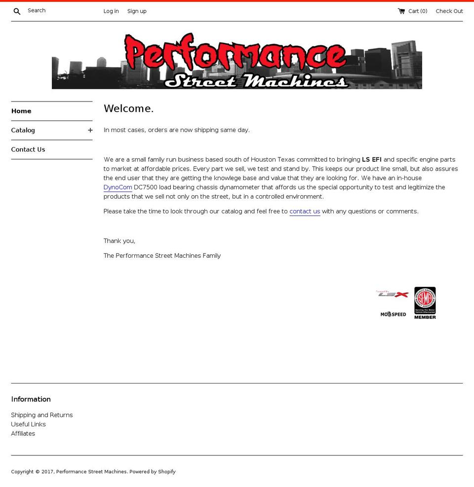 performancestreetmachines.com shopify website screenshot