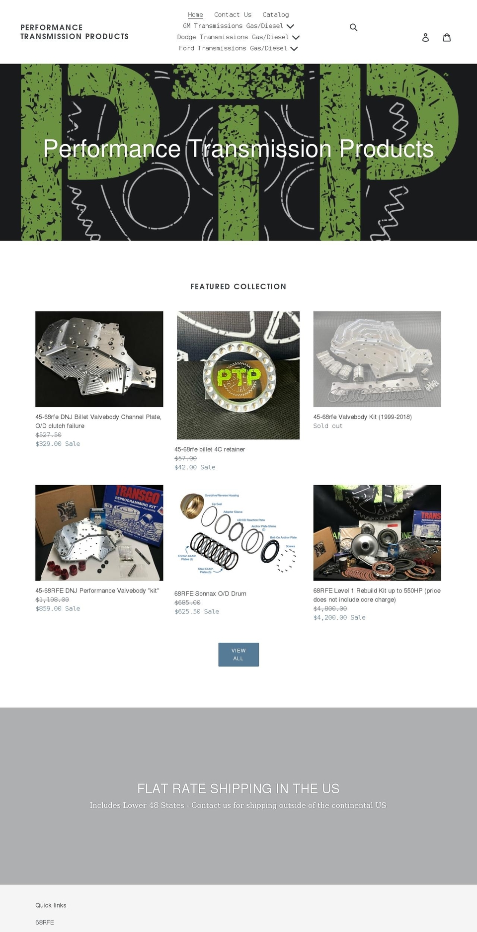 performancetransmissionproducts.com shopify website screenshot