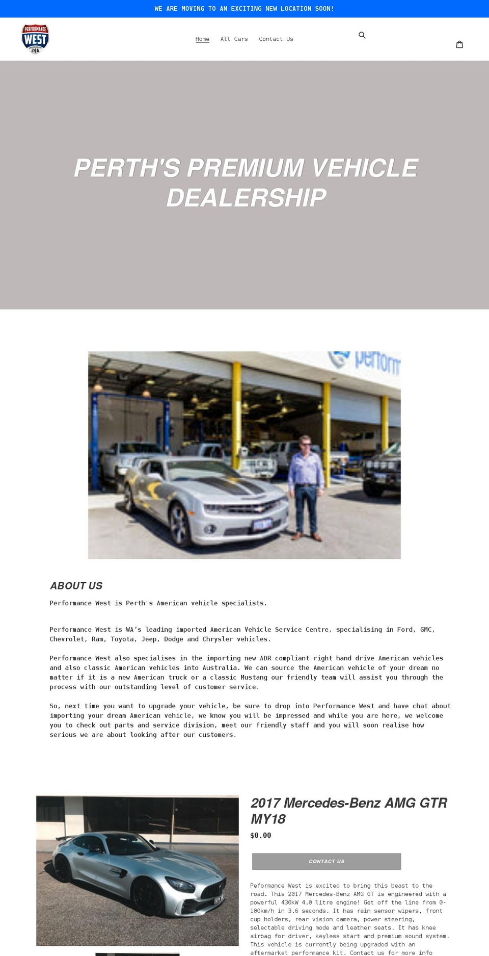 performancewest.com.au shopify website screenshot