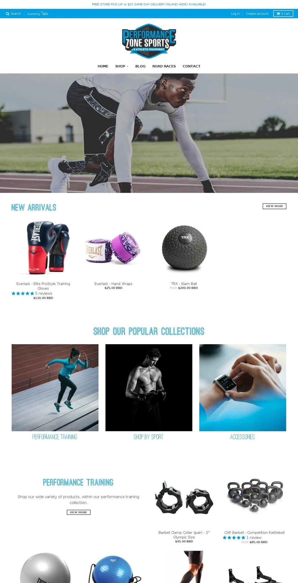 performancezonesports.com — Shopify storefront screenshot