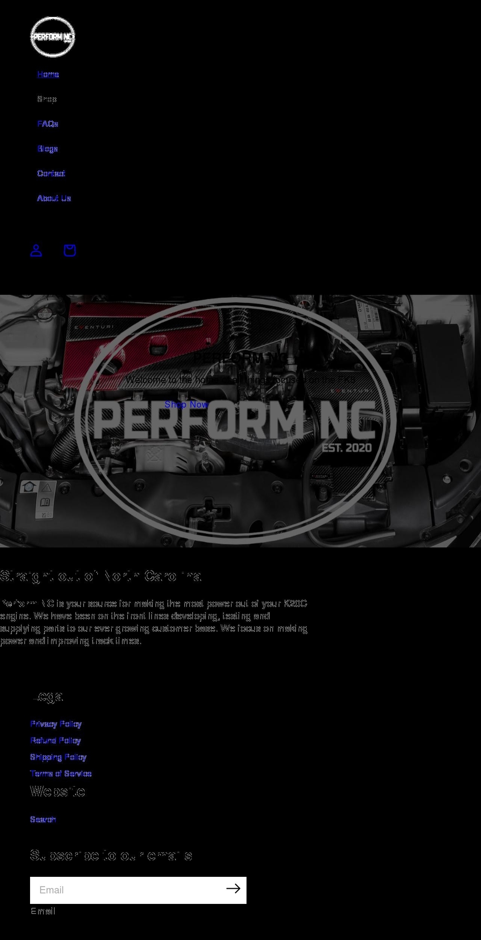 performnc.net shopify website screenshot