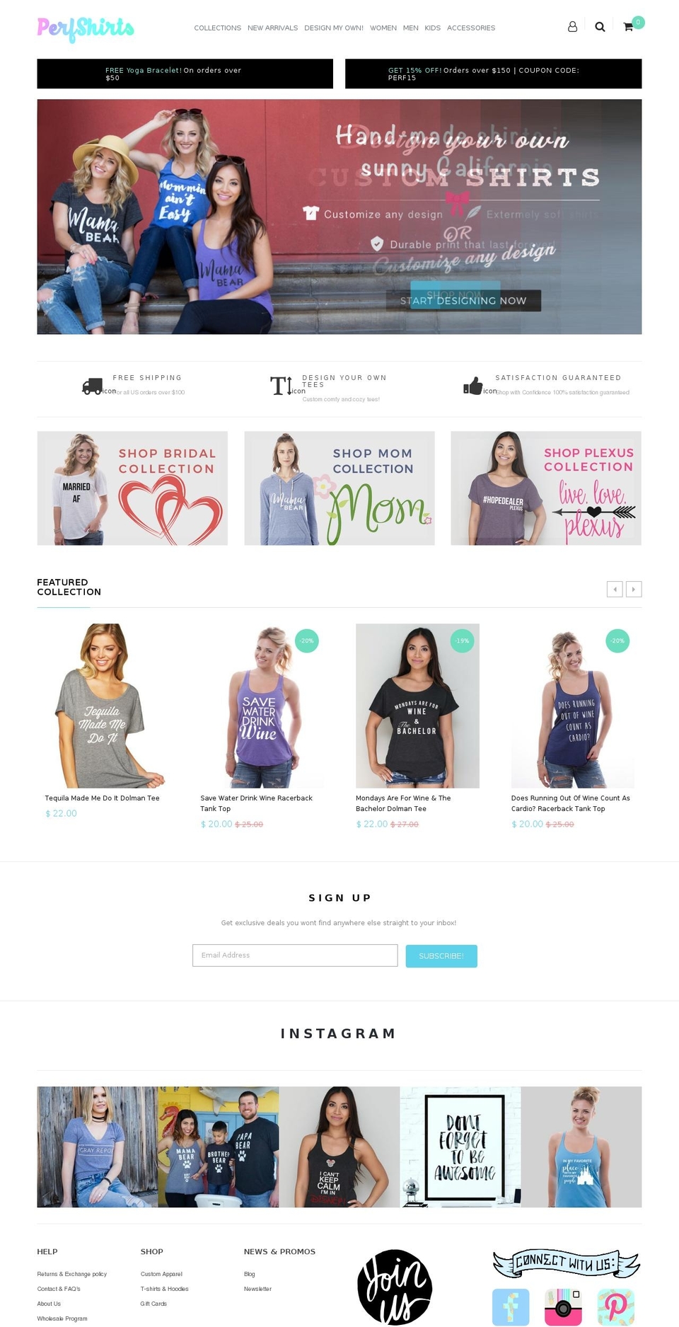 perfshirts.com shopify website screenshot