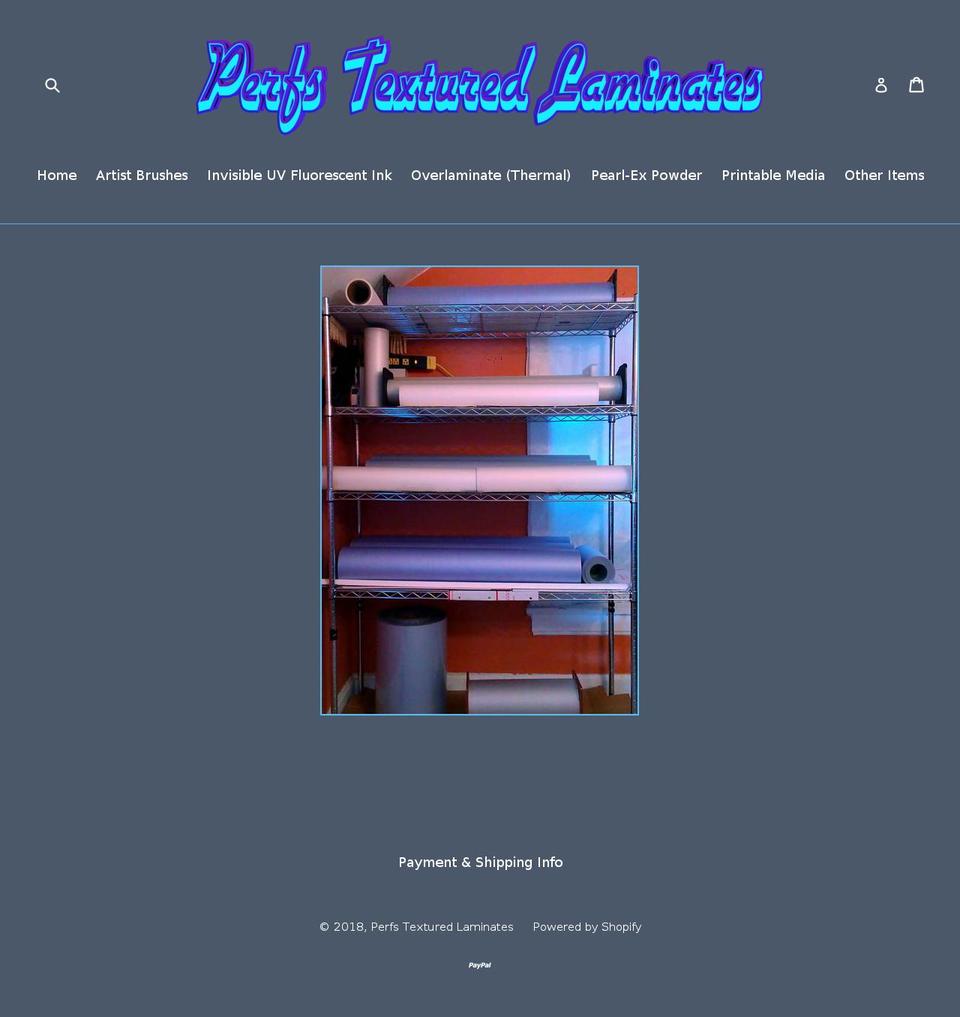 perfstexturedlaminates.com — Shopify storefront screenshot