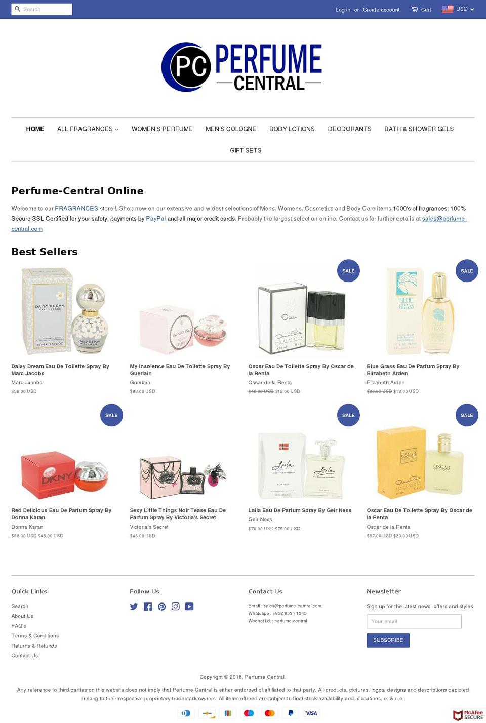 perfume-central.com — Shopify storefront screenshot