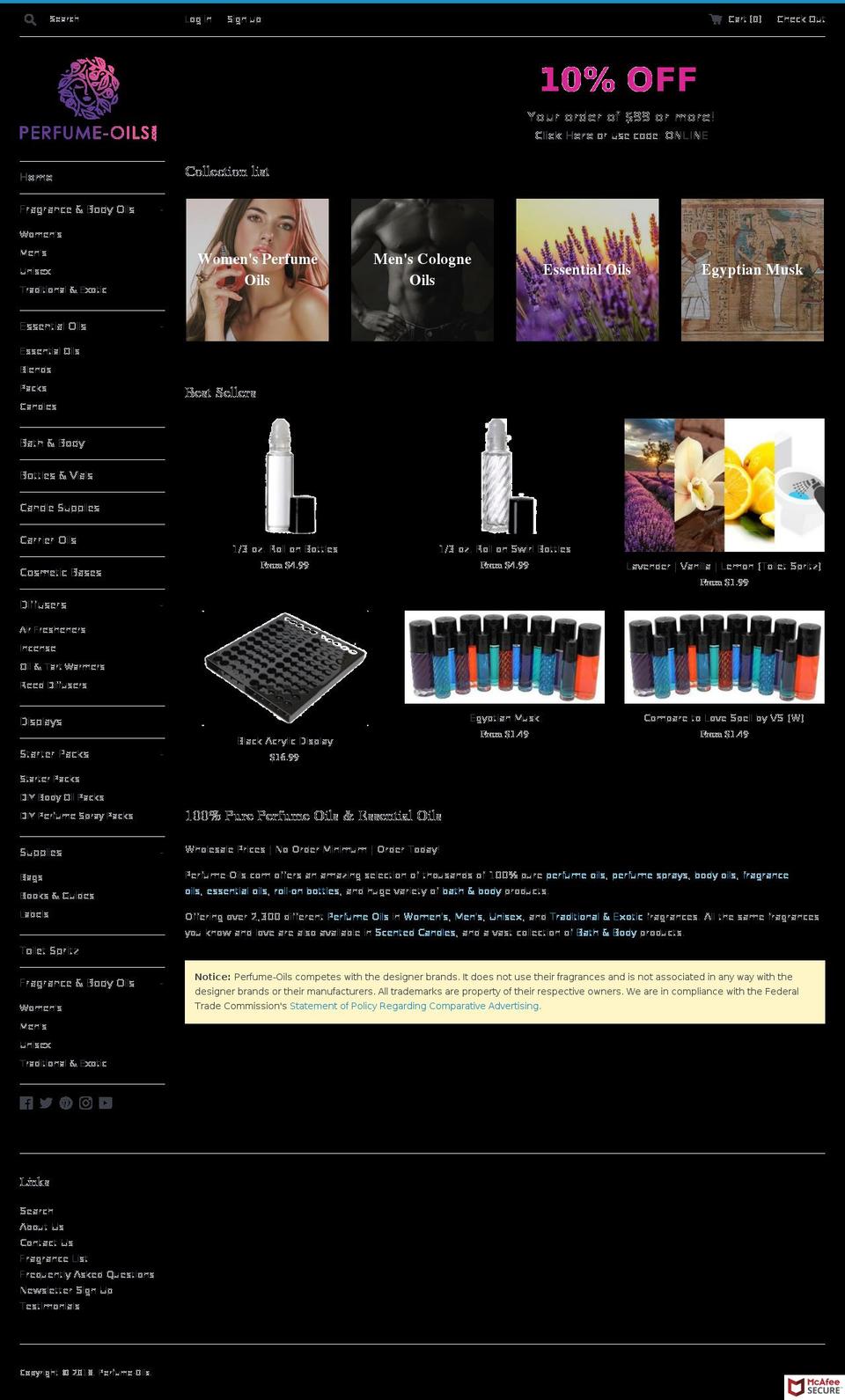 perfume-oils.com shopify website screenshot