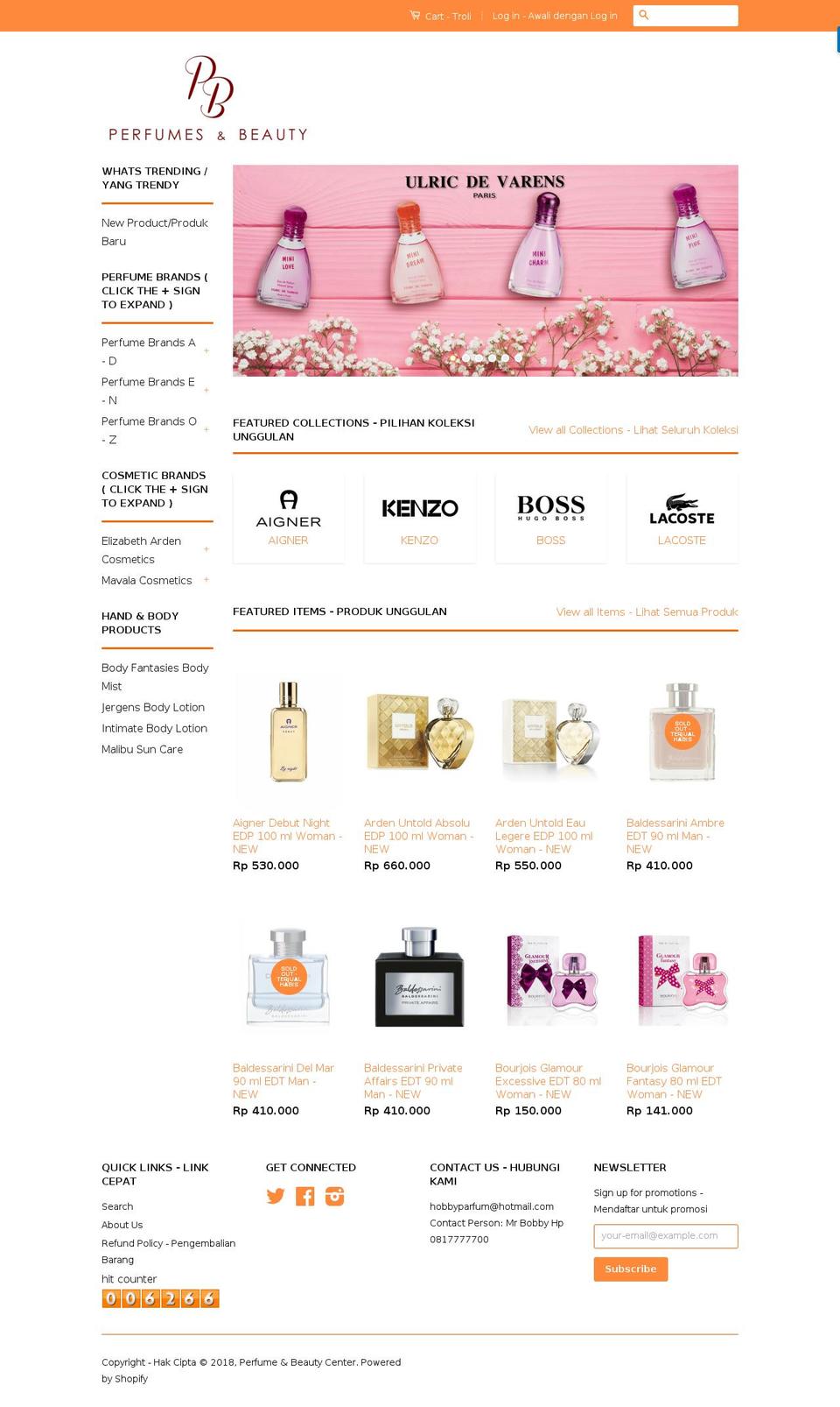 perfumeandbeautycenter.com — Shopify storefront screenshot