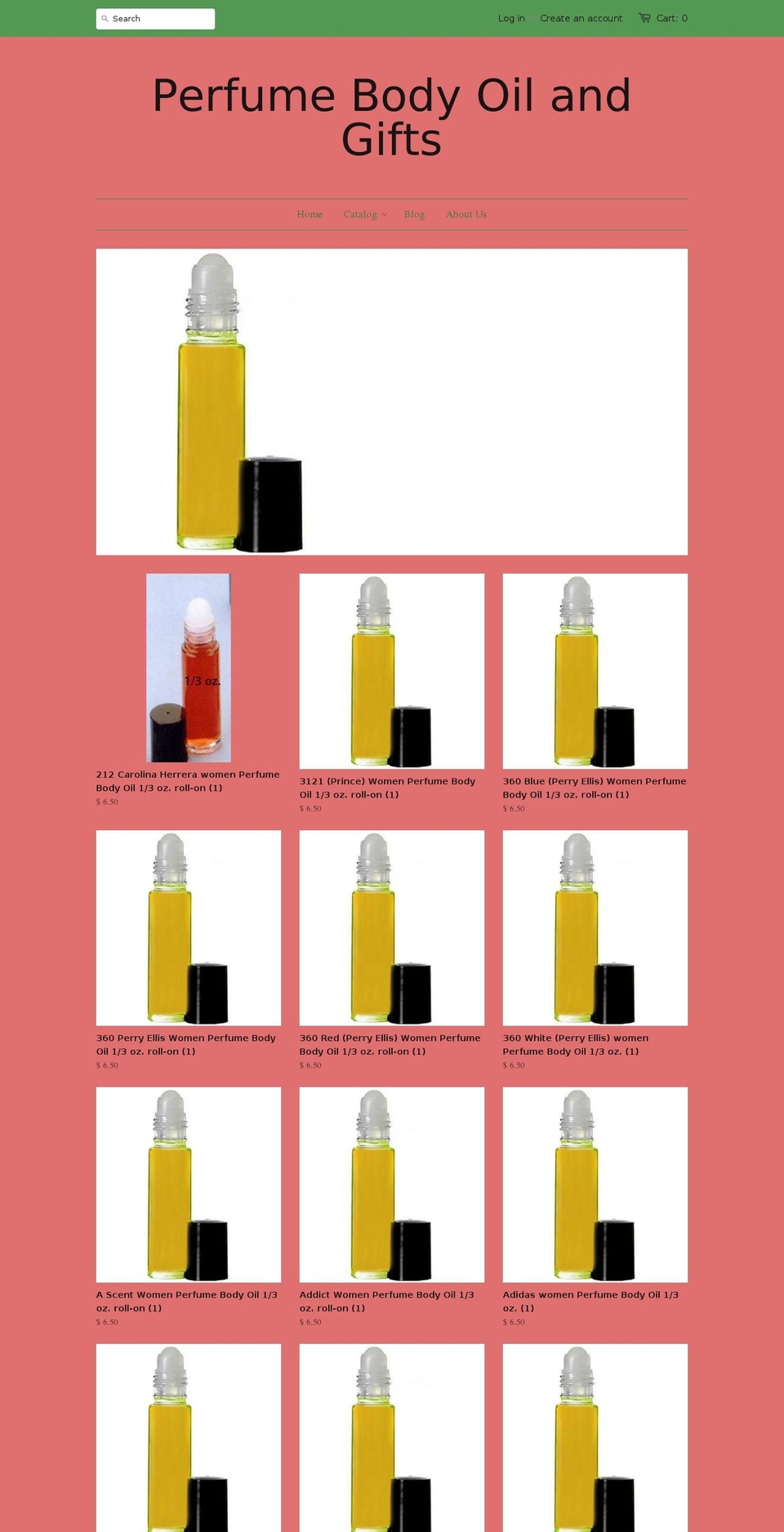 perfumebodyoilandgifts.com — Shopify storefront screenshot