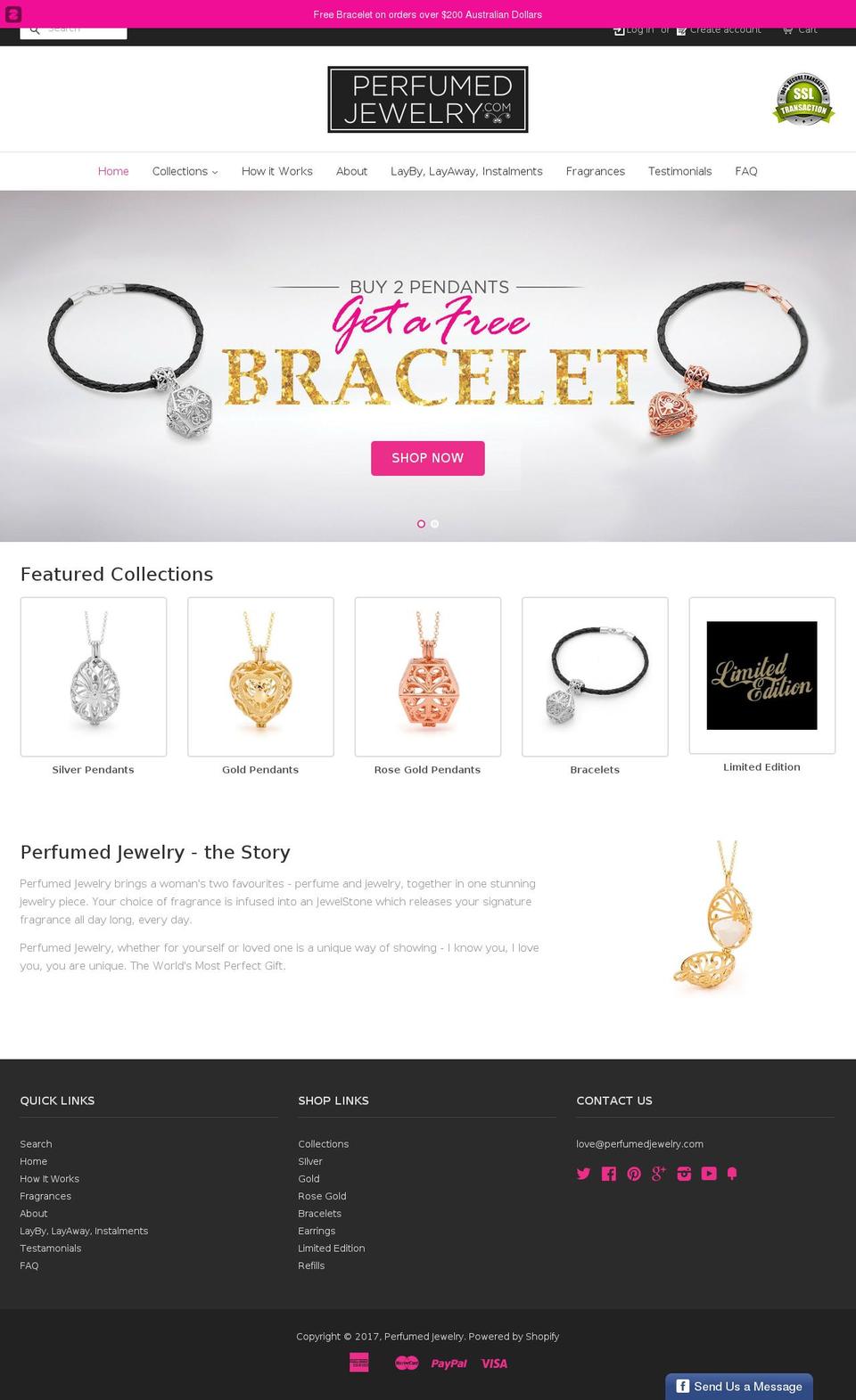 perfumedjewelry.com shopify website screenshot
