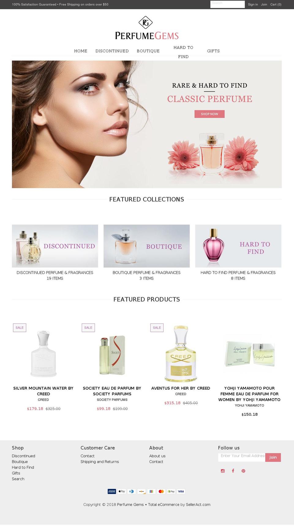 perfumegems.com shopify website screenshot