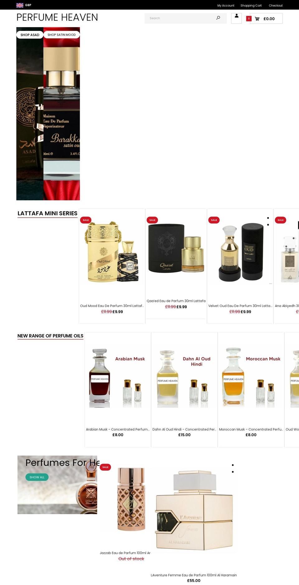 perfumeheaven.co.uk shopify website screenshot