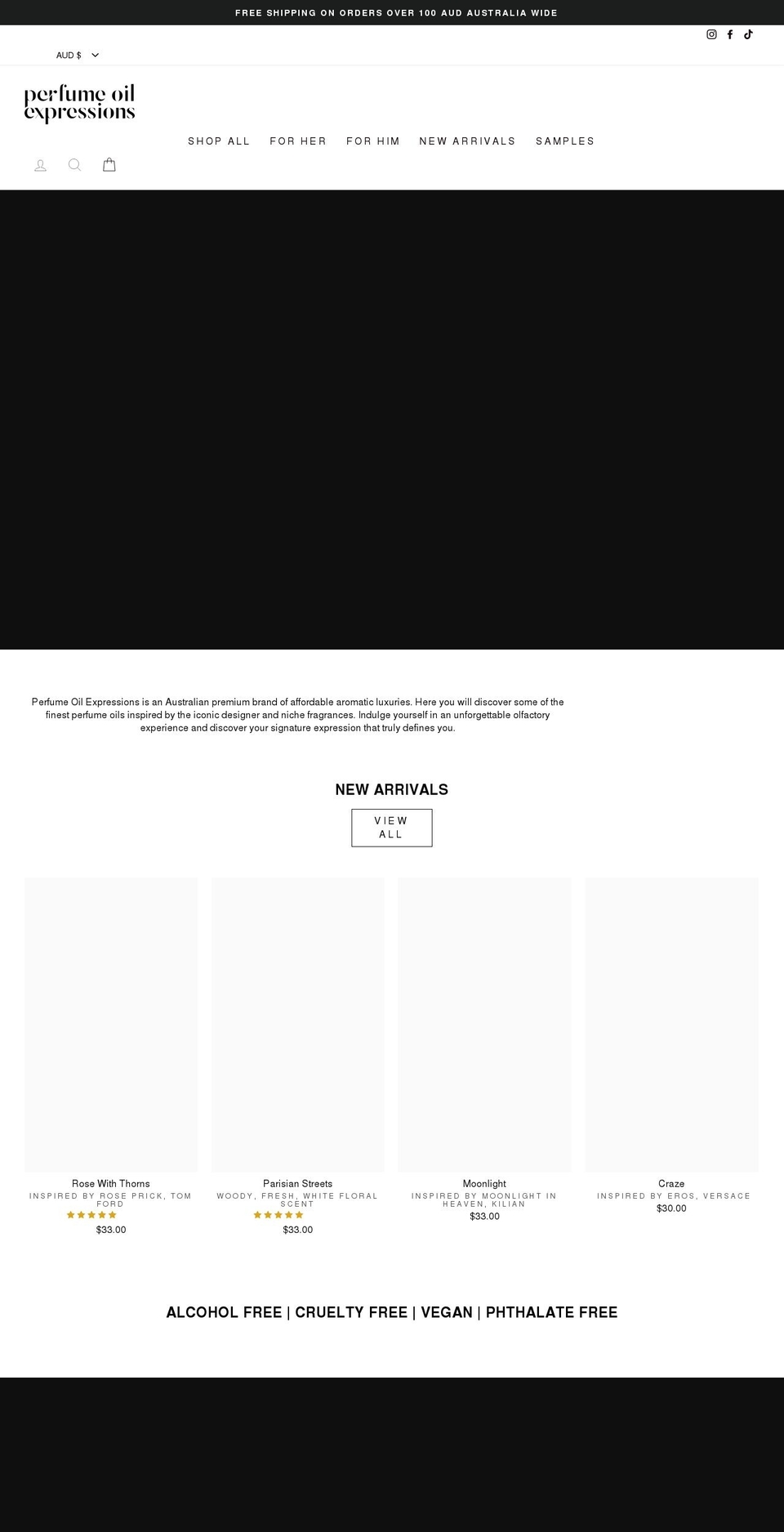 perfumeoilexpressions.com shopify website screenshot