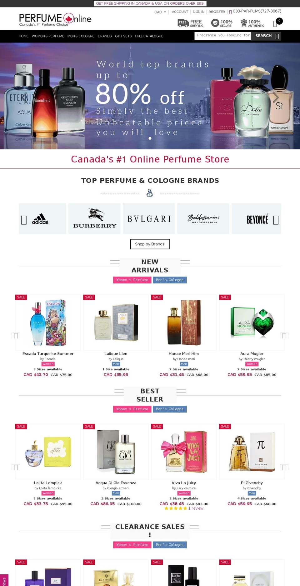 perfumeonline.ca shopify website screenshot