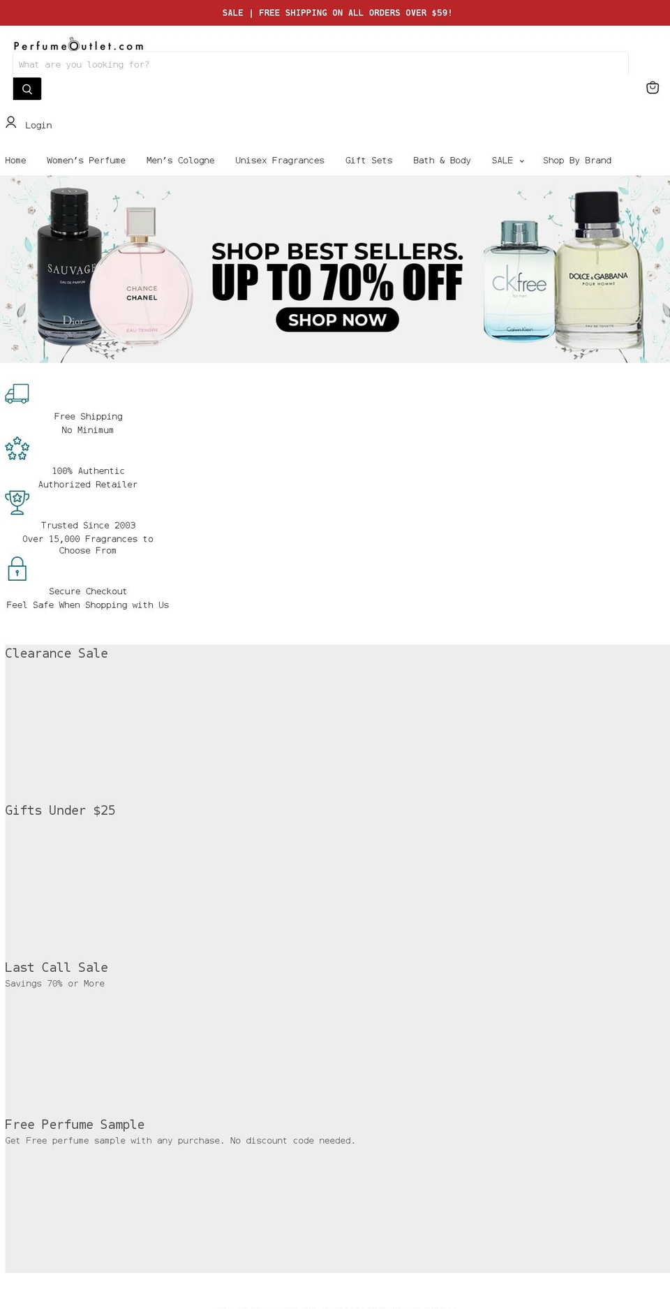 perfumeoutlet.com shopify website screenshot