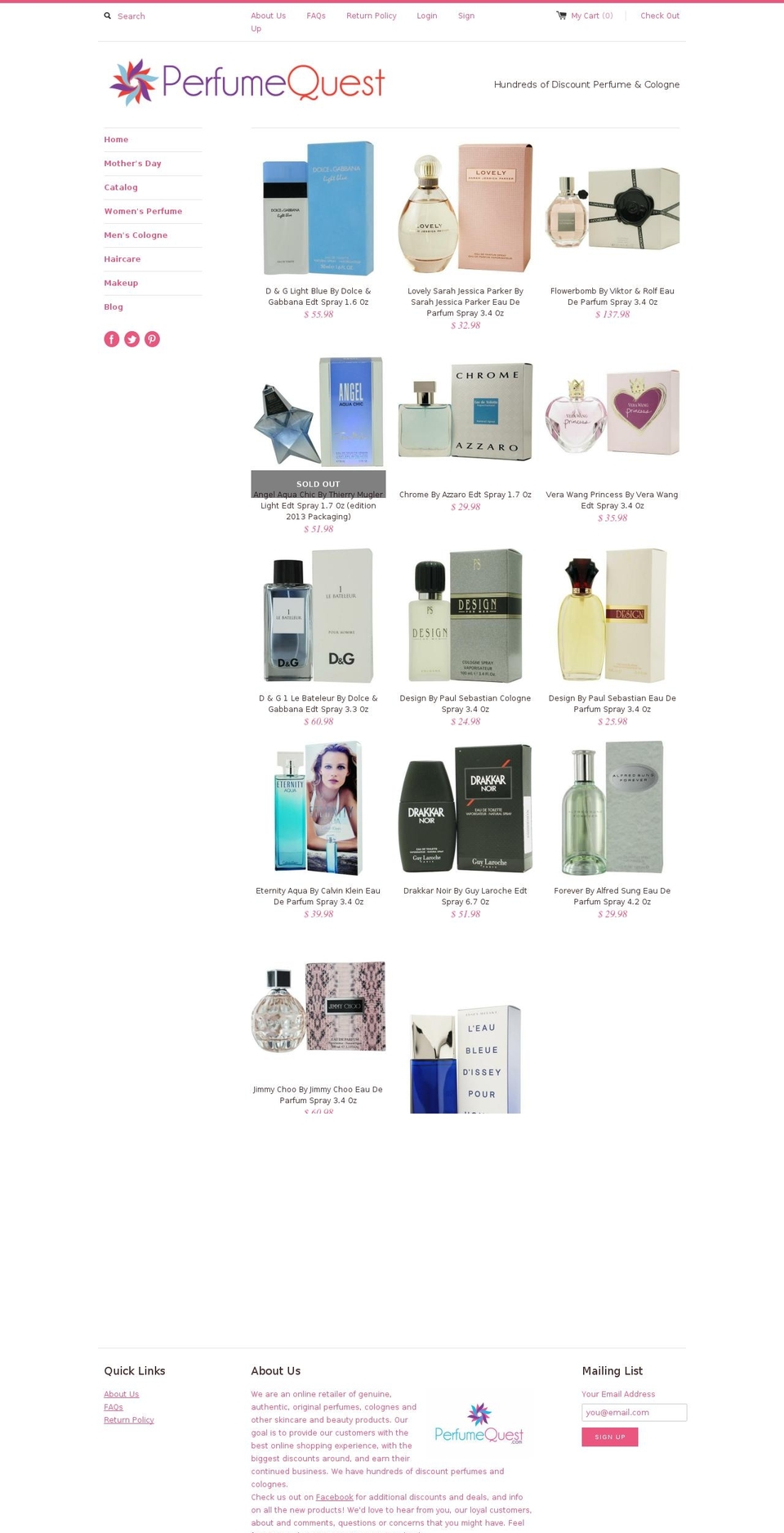 perfumequest.com shopify website screenshot