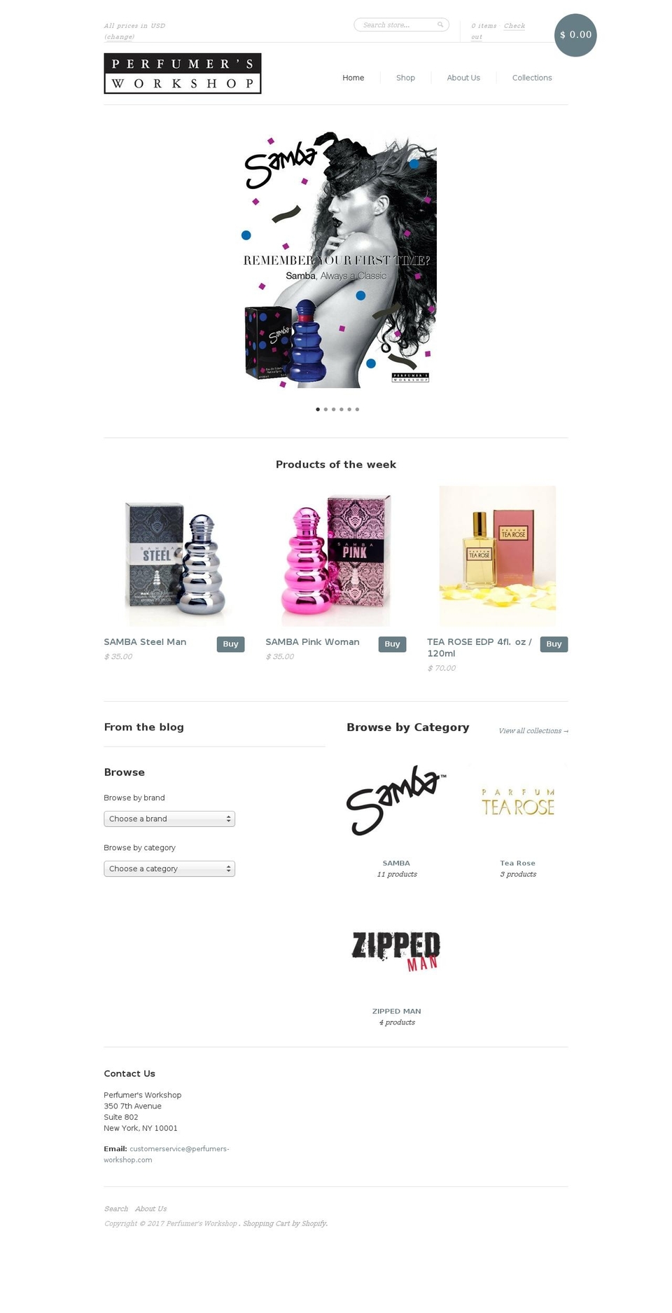 perfumersworkshopinternational.com shopify website screenshot