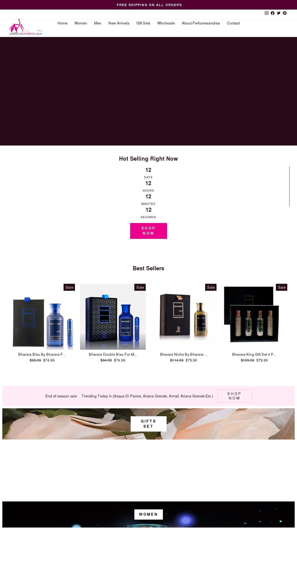 perfumesandrea.com shopify website screenshot