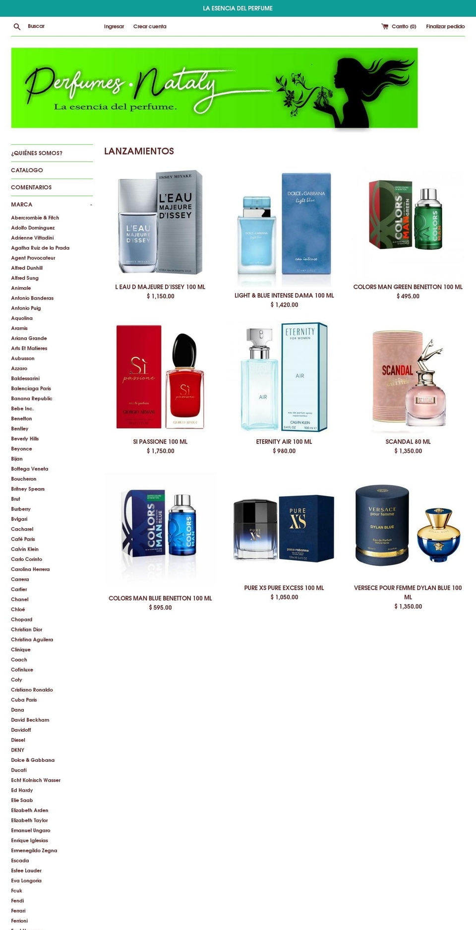 perfumesnataly.com — Shopify storefront screenshot