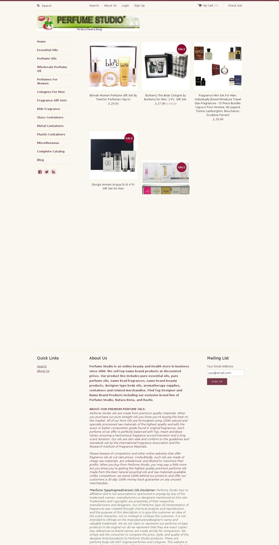 perfumestudio.com shopify website screenshot