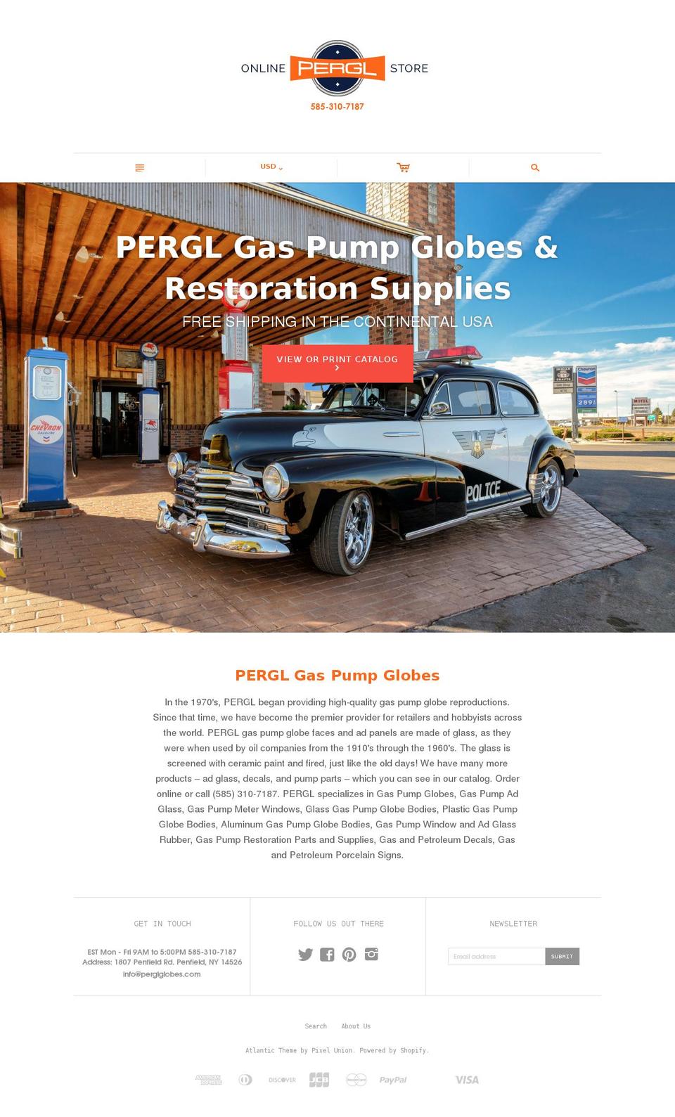 perglglobes.com — Shopify storefront screenshot