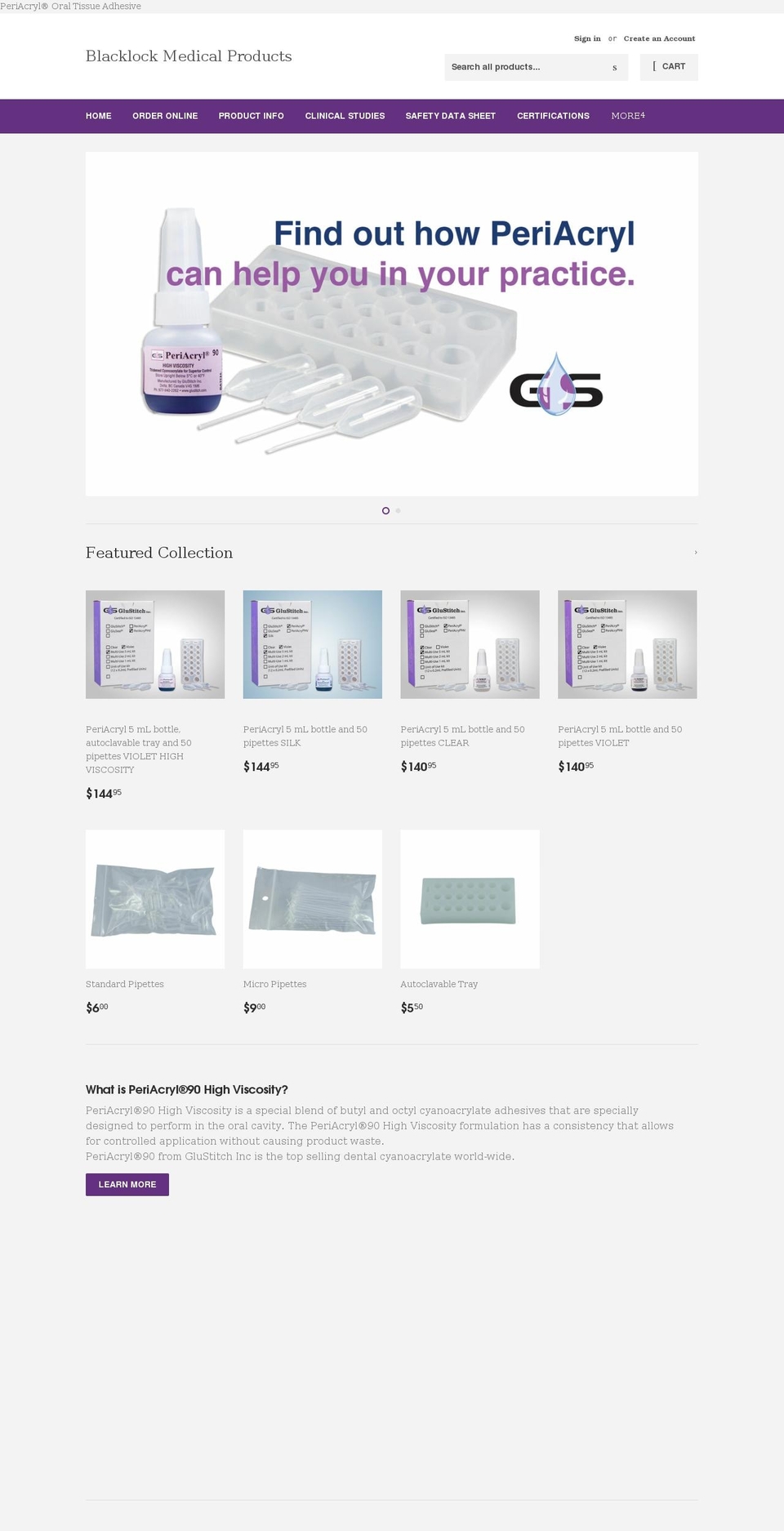 periacryl.ca shopify website screenshot