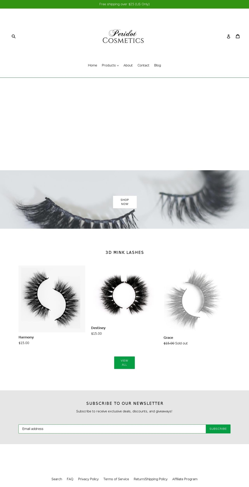 peridotcosmetics.com shopify website screenshot
