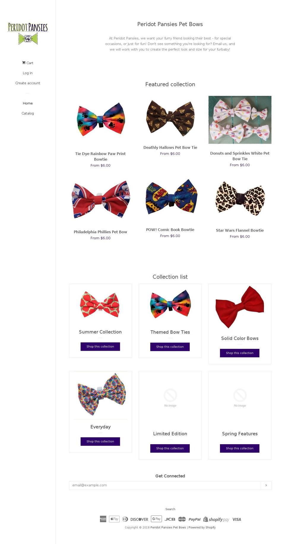 peridotpansies.com shopify website screenshot
