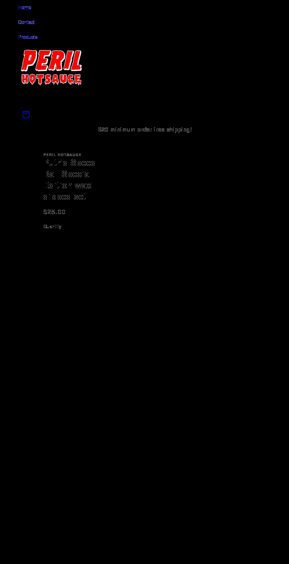 perilhotsauce.com shopify website screenshot