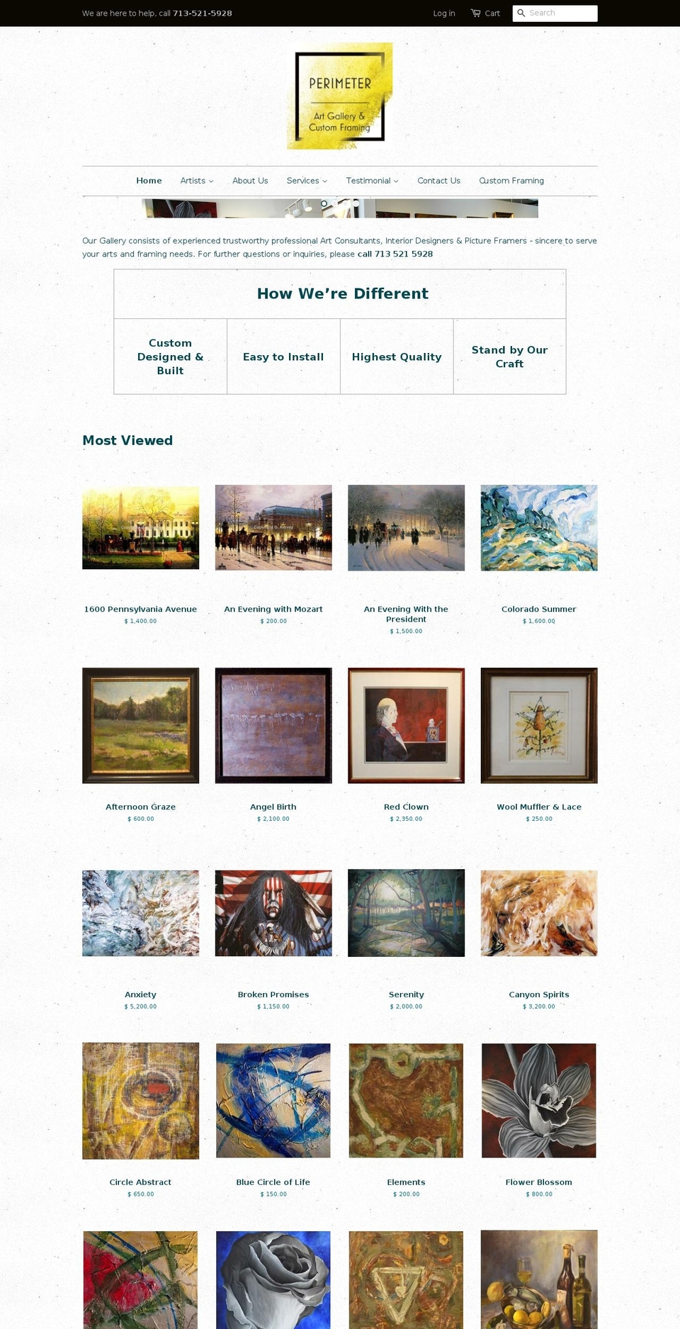 perimeterart.com shopify website screenshot
