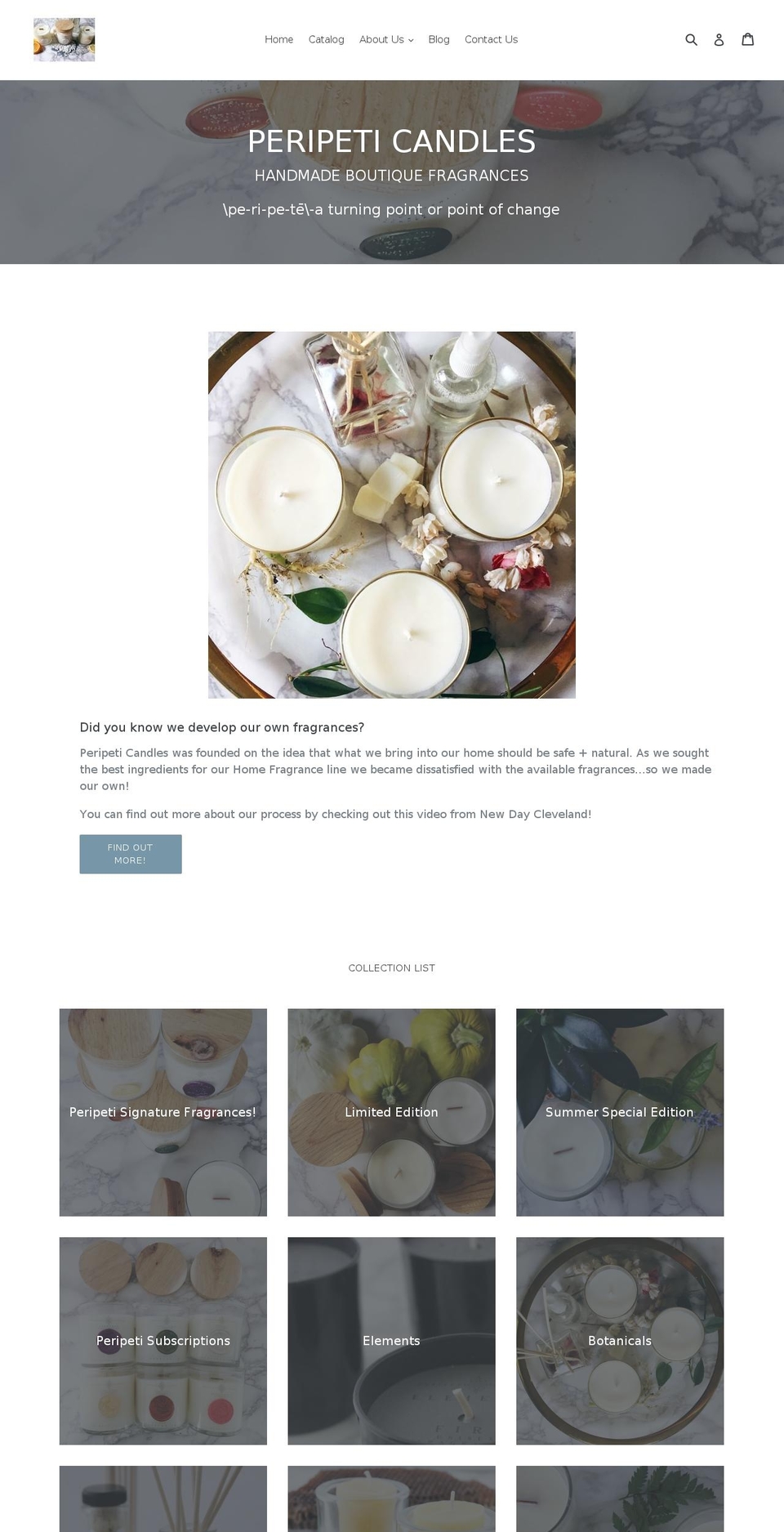 peripeticandles.com — Shopify storefront screenshot