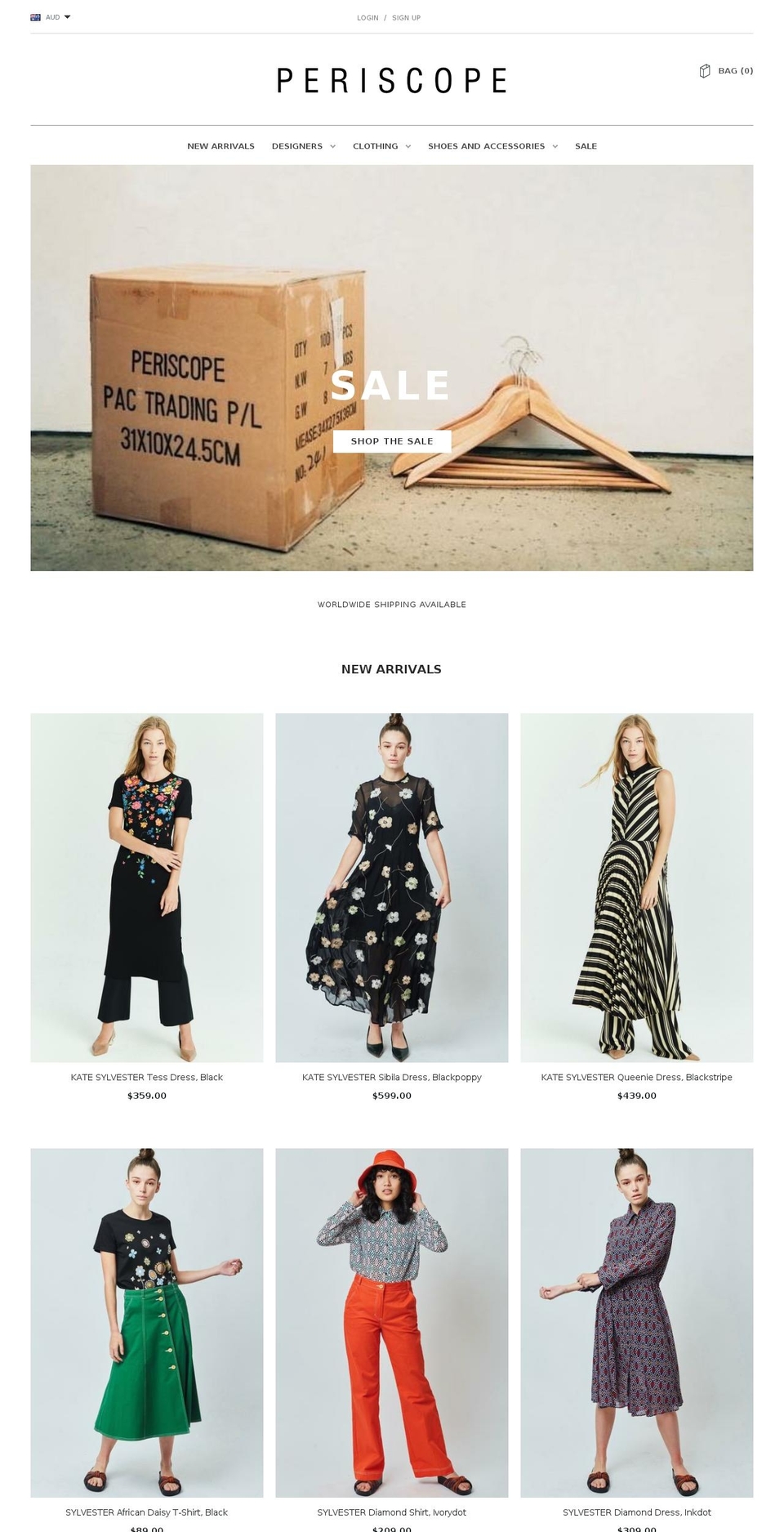 periscopeclothing.com.au shopify website screenshot